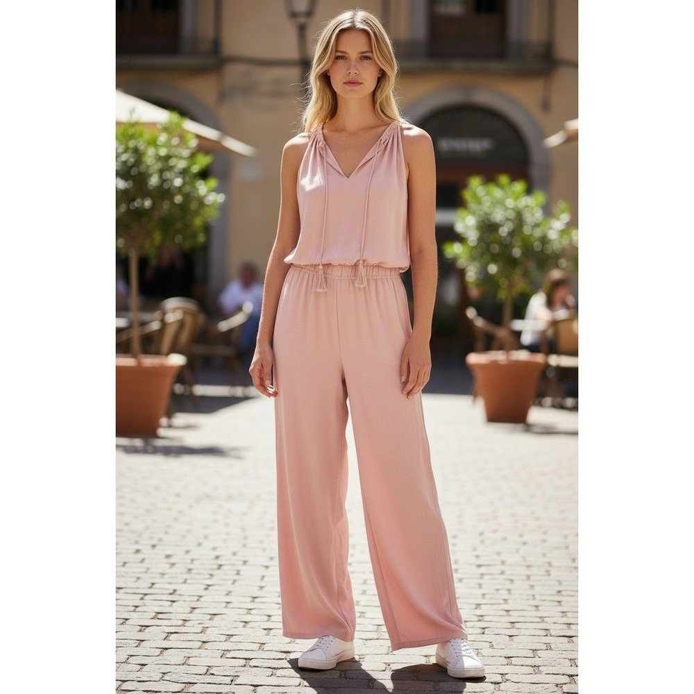 PAIGE Paletta Jumpsuit Primrose Pink Wide Leg Sleeveless Tassel NWT S